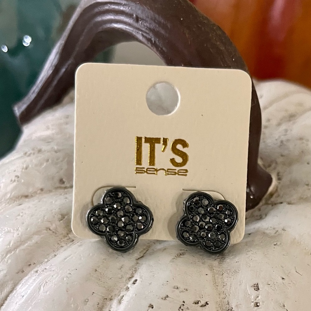 Black pave stud earrings